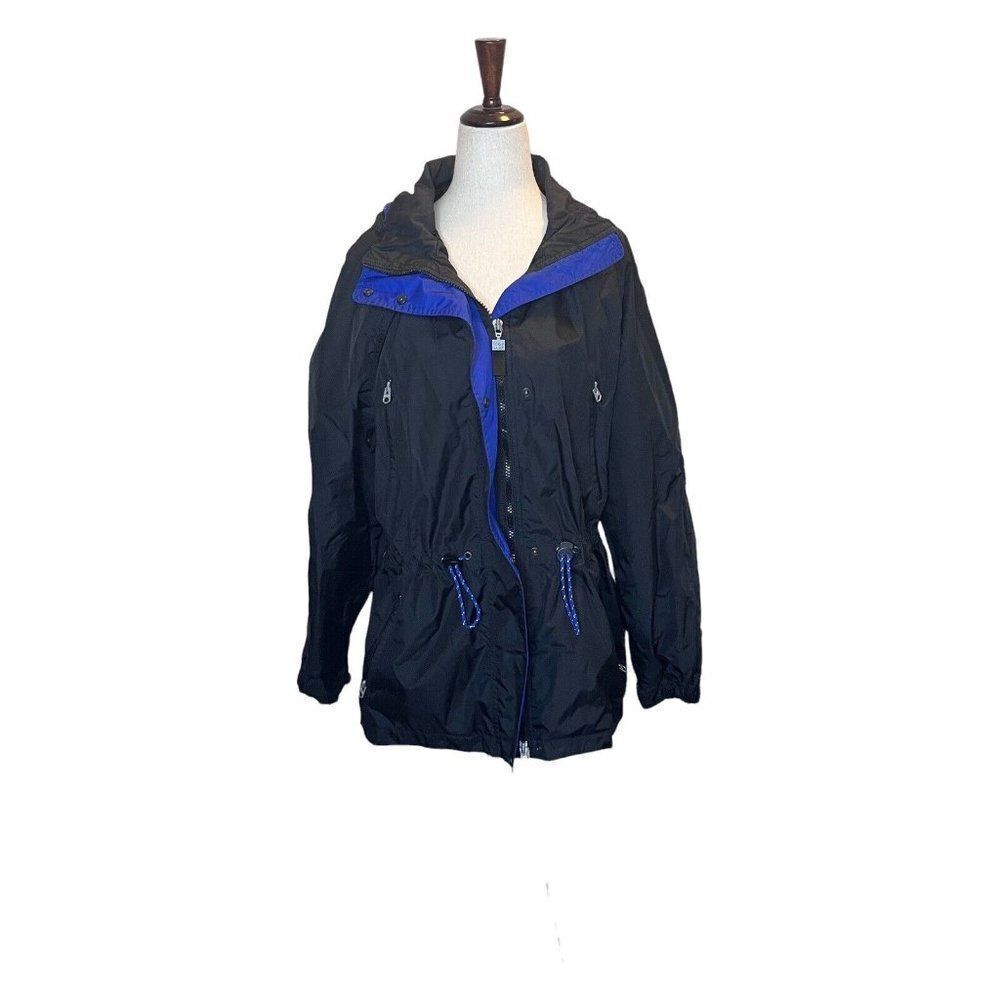 Eddie Bauer Womens Black Rain Jacket Full Zip Pockets Lightweight Nylon Small